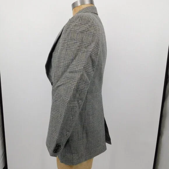 Mens Gray Glen Plaid 2 Button Wool Sport Coat Size 42 Wellington Clothes Vintage - Picture 2 of 7